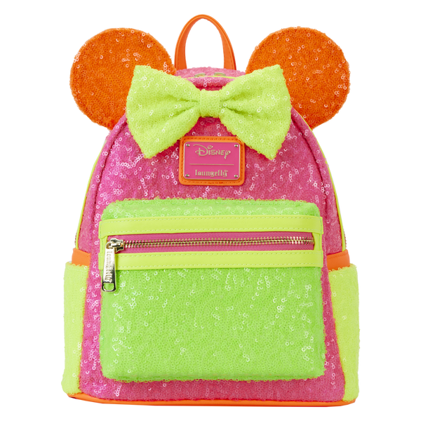 Minnie Mouse Exclusive Color Block Neon Sequin Loungefly Mini Bag