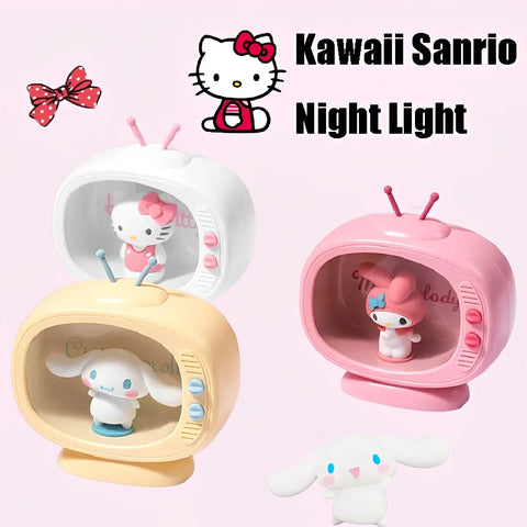 Kawaii Sanrio Cinnamoroll Hello Kitty Night Light Desktop Figurine