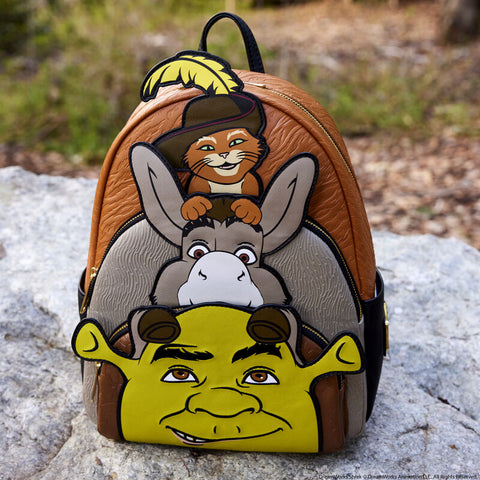 Shrek, Donkey, & Puss in Boots Trio Triple Pocket Loungefly Bag